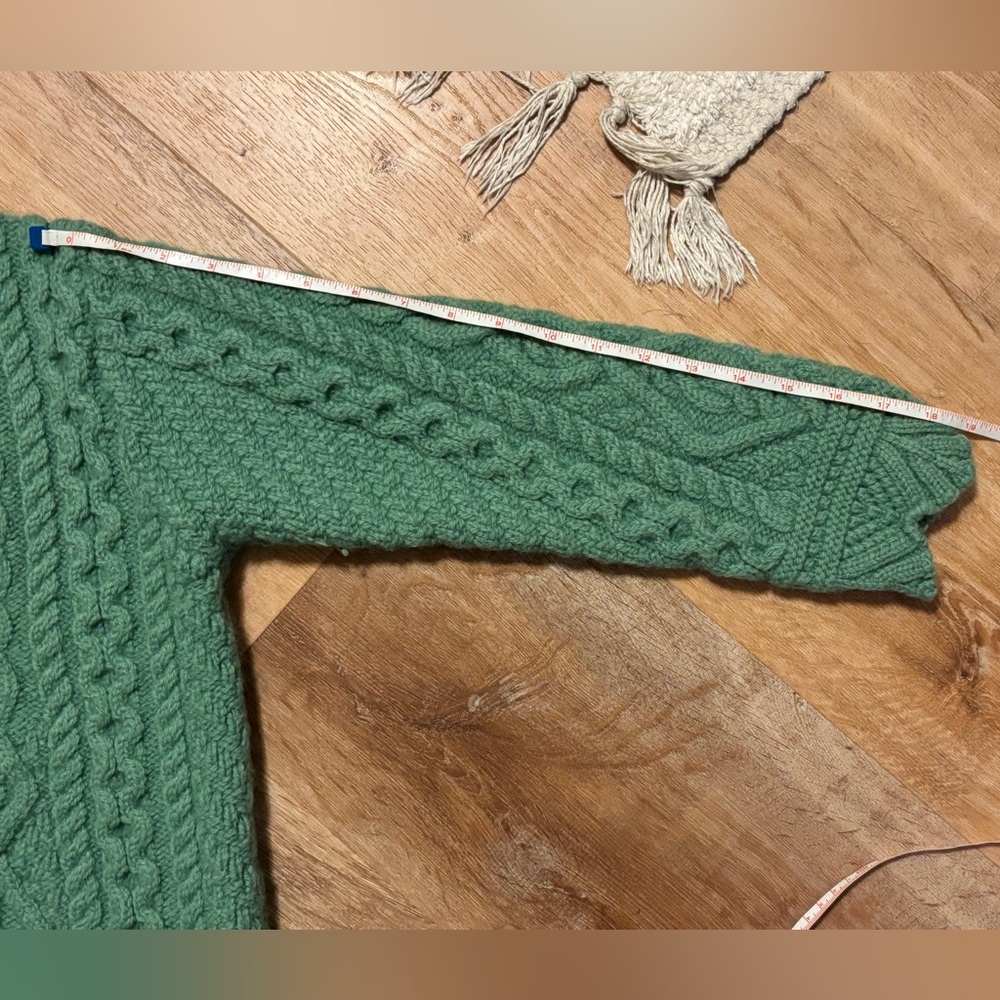 Aran Crafts Green Cable Knit Cardigan Sweater - Picture 9 of 10